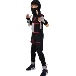 Déguisement Ninja noir et rouge 11/14 ans