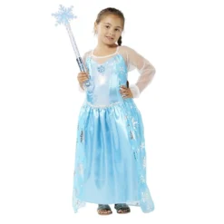 Déguisement Princesse des glaces robe bleu et argenté 4/6 ans