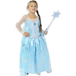 Déguisement Princesse des glaces robe bleu et argenté 7/10 ans