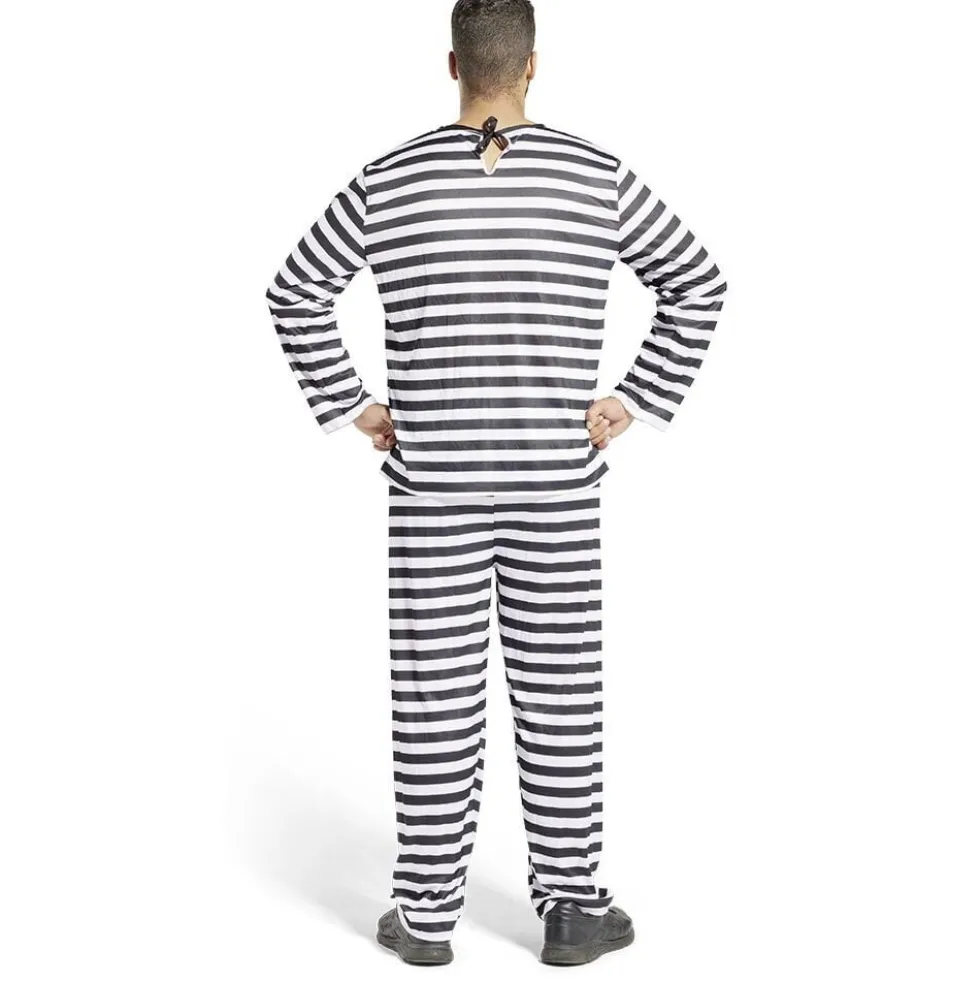 Déguisement prisonnier adulte rayé noir blanc - Taille S