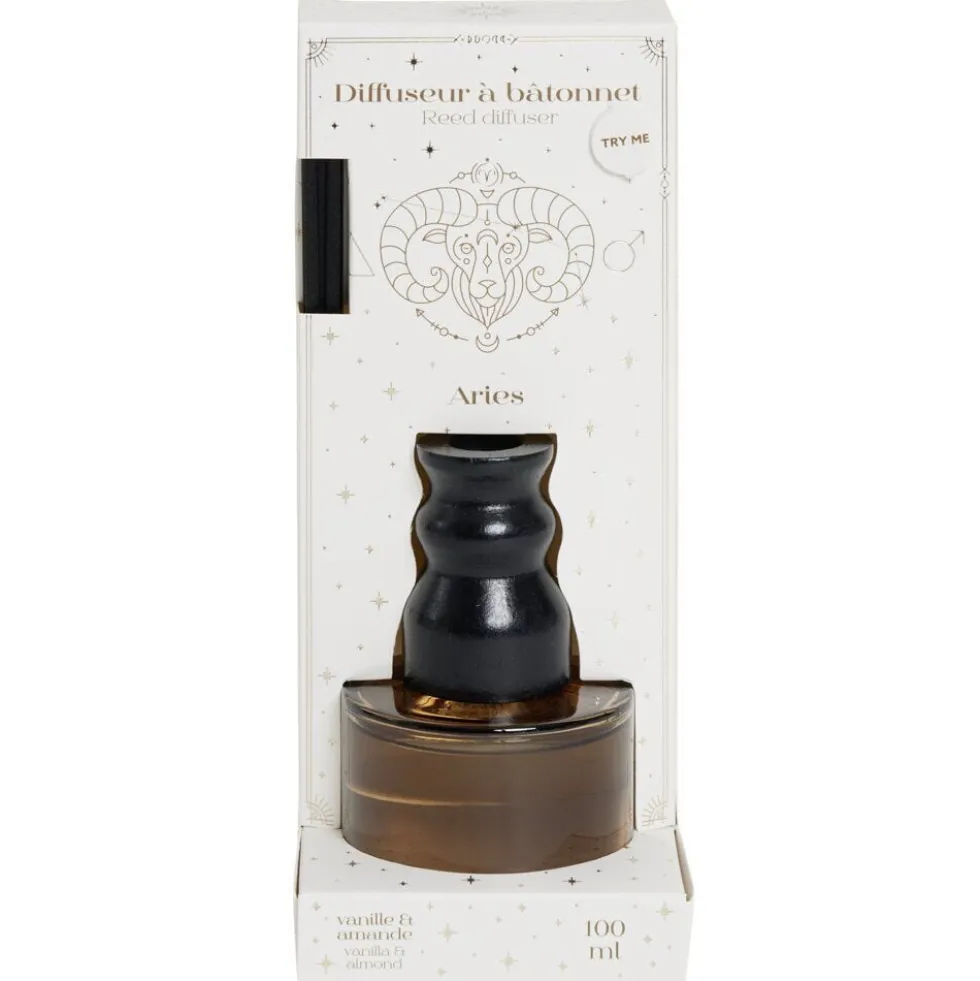 Diffuseur à bâtonnet senteur vanille verre signe astrologique 100ml (12 modèles)