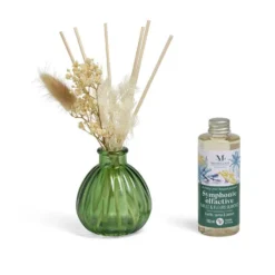 Diffuseur bâtonnets fleurs séchées et recharge Mességué vanille santal jasmin 100ml