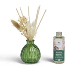 Diffuseur bâtonnets fleurs séchées et recharge Mességué vanille ambre musc 100ml