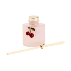 Diffuseur à bâtonnets 100ml verre coloré strié pampille cerises (2 modèles)