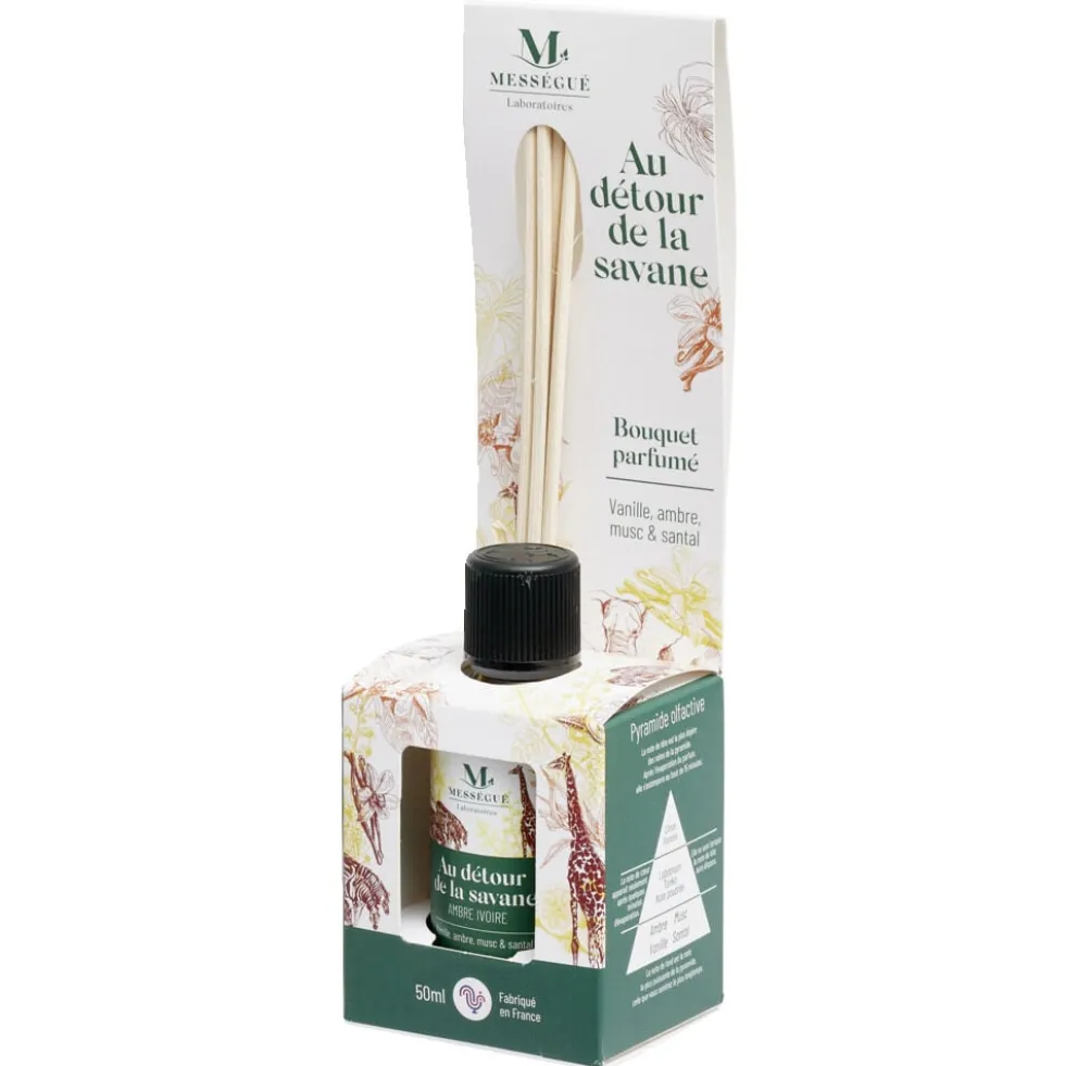 Diffuseur à bâtons Mességué bouquet parfumé vanille ambre musc santal 50ml