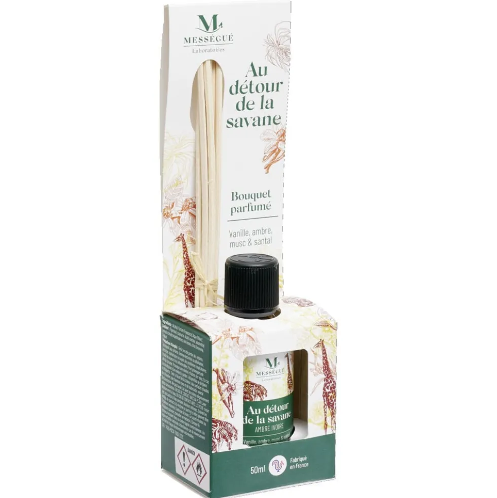 Diffuseur à bâtons Mességué bouquet parfumé vanille ambre musc santal 50ml