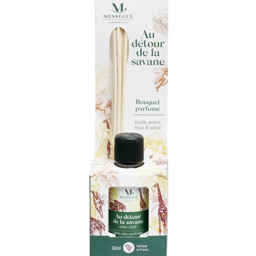 Diffuseur à bâtons Mességué bouquet parfumé vanille ambre musc santal 50ml