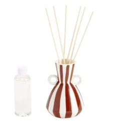 Diffuseur de parfum à bâtonnets 100ml céramique rayures Ø9,5×H15,5cm (2 modèles)