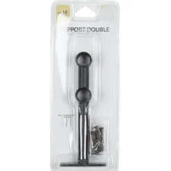Double support pour tringle noir métal