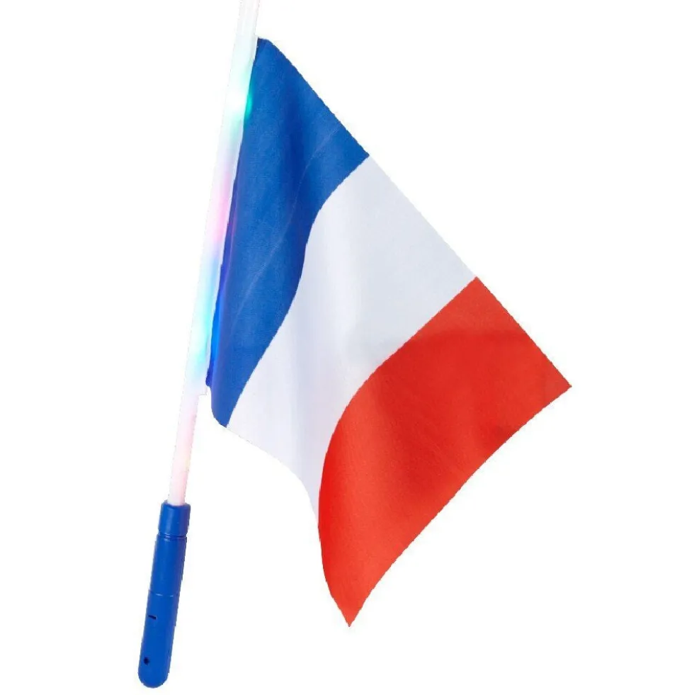 Drapeau avec embout lumineux supporter France