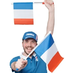 Drapeau avec embout lumineux supporter France