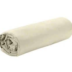 Drap housse 2 personnes 160x200cm polyester uni beige
