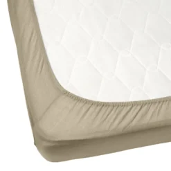 Drap housse 1 personne 90x200cm polyester uni taupe