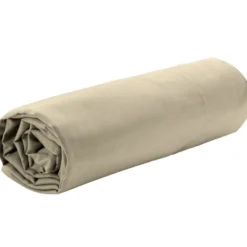 Drap housse 1 personne 90x200cm polyester uni taupe