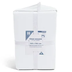 Drap housse 140x190cm 100% coton blanc