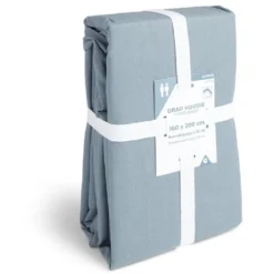 Drap housse 160x200cm 100% coton bleu chiné