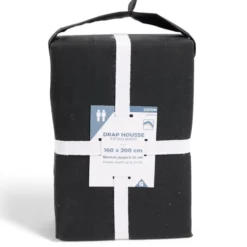Drap housse 160x200cm 100% coton noir