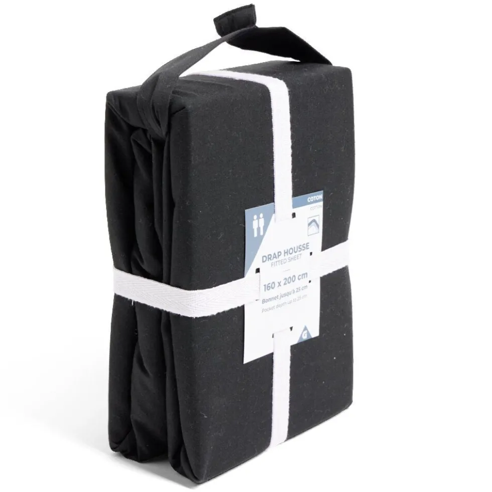 Drap housse 160x200cm 100% coton noir