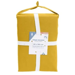 Drap housse 90x190cm 100% coton percale marron foncé