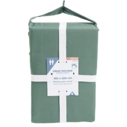 Drap housse 160x200cm 100% coton percale vert
