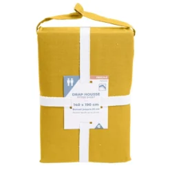 Drap housse 140x190cm 100% coton percale marron foncé