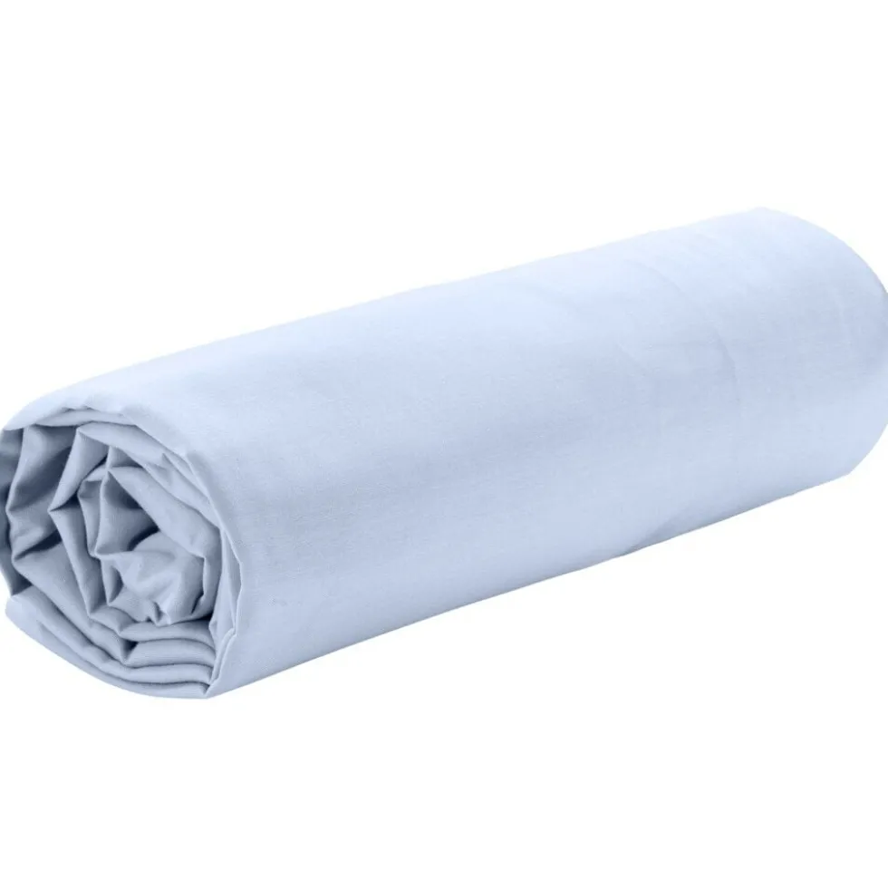Drap housse 160x200cm 2 personnes polyester uni bleu