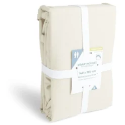 Drap housse 140x200cm polycoton beige