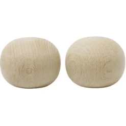 Embout de tringle forme galet en bois naturel Ø28mm x2