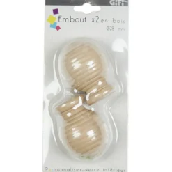Embout pour tringle à rideaux x2 naturel bois