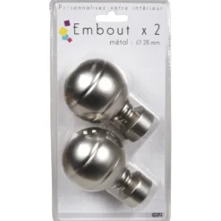 Embout pour tringle à rideaux x2 couleur métal nickel
