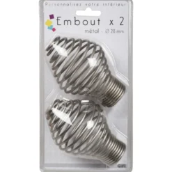 Embout pour tringle à rideaux x2 couleur métal nickel