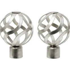 Embout tringle à rideau Ø20mm boule ajourée aluminium brossé x2