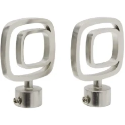 Embout tringle à rideau Ø20mm carré ajouré aluminium brossé x2