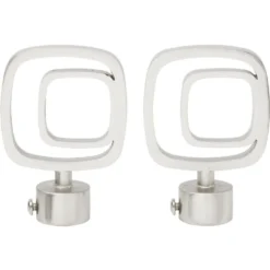 Embout tringle à rideau Ø20mm carré ajouré aluminium brossé x2