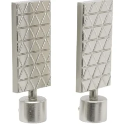 Embout tringle à rideau Ø20mm gravure géométrique aluminium brossé x2