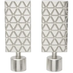 Embout tringle à rideau Ø20mm gravure géométrique aluminium brossé x2
