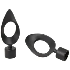 Embout tringle à rideau Ø20mm métal forme ovale noir mat x2