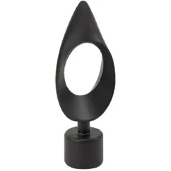 Embout tringle à rideau Ø20mm métal forme ovale noir mat x2