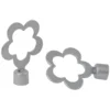 Embout tringle à rideau Ø16 mm métal forme fleur gris mat x2