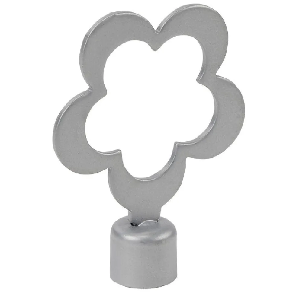 Embout tringle à rideau Ø16 mm métal forme fleur gris mat x2