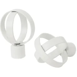 Embout tringle à rideau Ø20mm métal forme anneau blanc mat x2