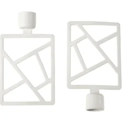 Embout tringle à rideau Ø16 mm métal forme géométrique blanc x2