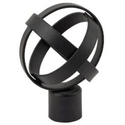 Embout tringle à rideau Ø20mm sphère spirale métal noir mat x2