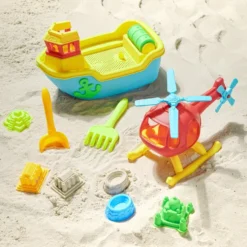 Ensemble jouet de plage x8 bâteau avec accessoires 40x20xH24cm