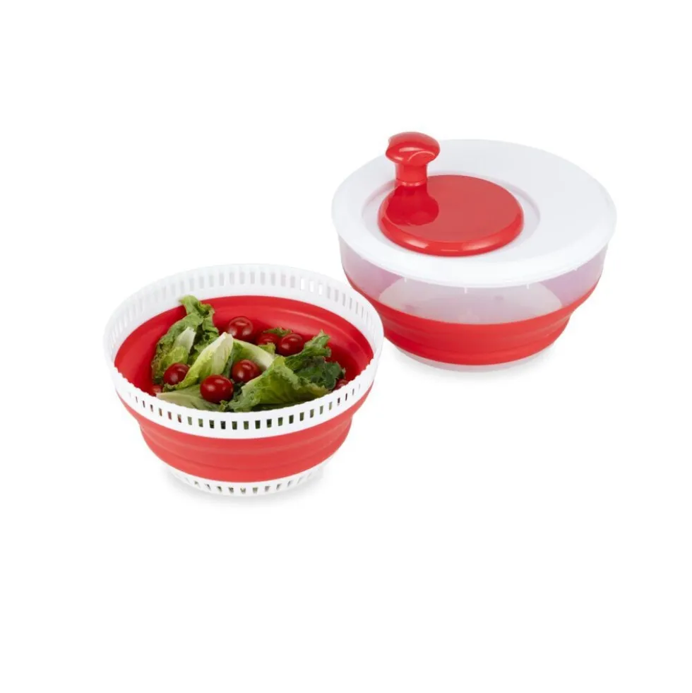 Essoreuse pliable rétractable plastique rouge et blanc Ø24,5xH19cm