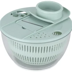 Essoreuse à salade et mandoline 2en1 plastique bleu 7 pièces Ø22,5xH13cm