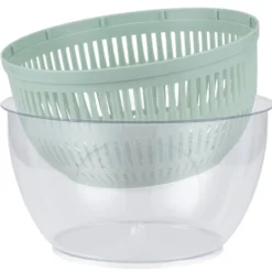 Essoreuse à salade et mandoline 2en1 plastique bleu 7 pièces Ø22,5xH13cm