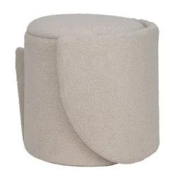 Fauteuil coffre rond amovible Clara tissu bouclette beige 48,5x45xH75cm