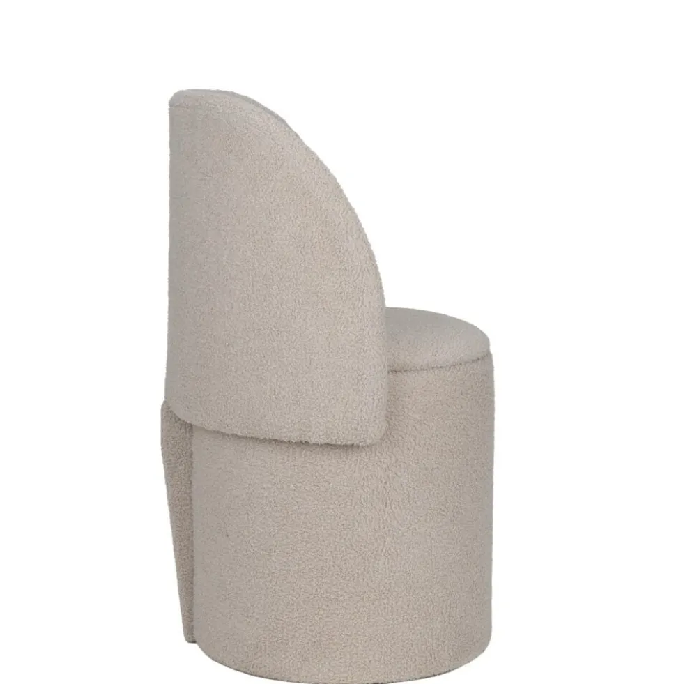 Fauteuil coffre rond amovible Clara tissu bouclette beige 48,5x45xH75cm