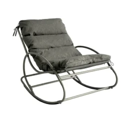 Fauteuil de jardin à bascule Oslow métal et textilène gris foncé 114x74xH84cm
